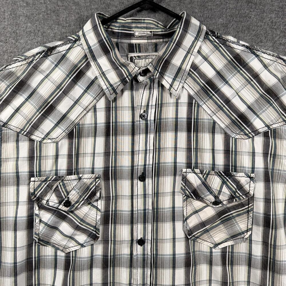 BKE Shirt Mens 2XL Gray Plaid Western Button Up Long Sleeve Athletic Fit Casual